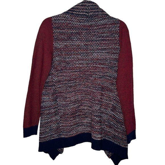 THML Colorblock Red, Navy, & White Draped Front Cardigan - Picture 4 of 12